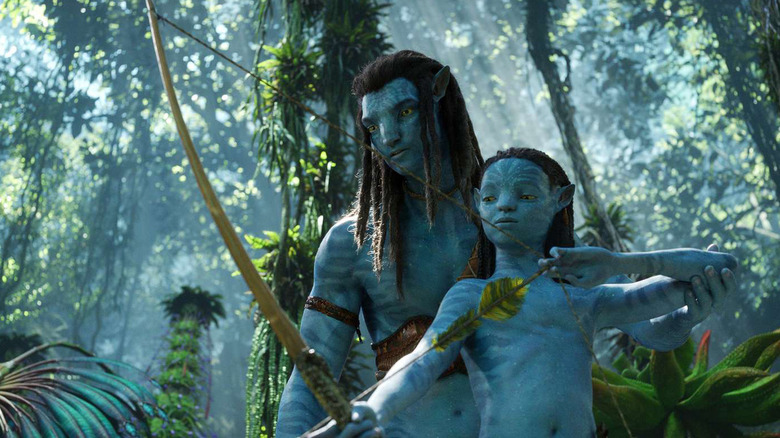 Jake Sully and Neteyam in Avatar: The Way of Water