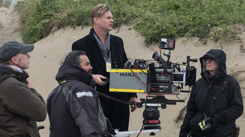 Christopher Nolan on the set of Dunkirk