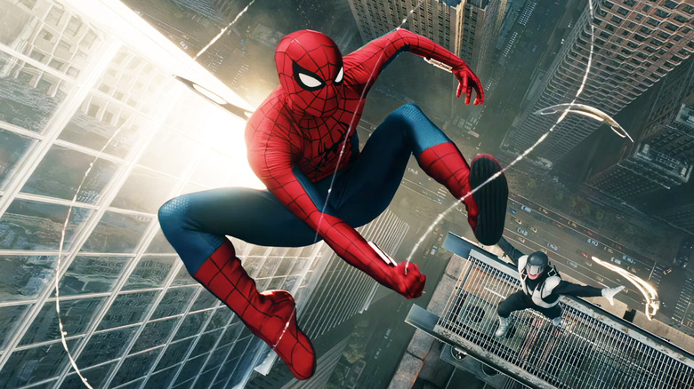 Tom Holland's Spider-Man swings through New York as he's chased by a villain in Spider-Man Brand New Day