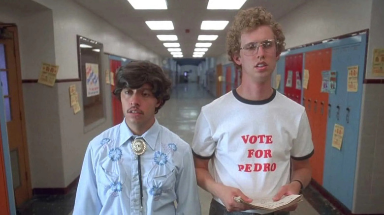 Napoleon and Pedro walking through school in Napoleon Dynamite