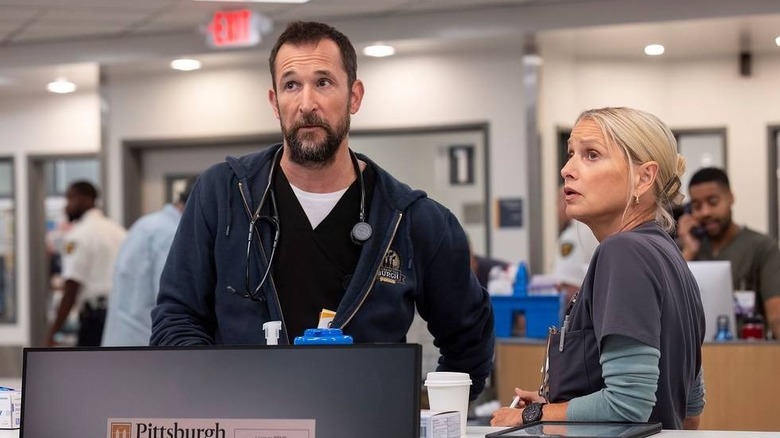 Robby and Dana at the nurse station on The Pitt