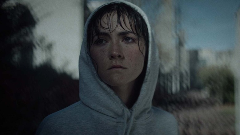 Isabelle Fuhrman as Alex in a hoodie