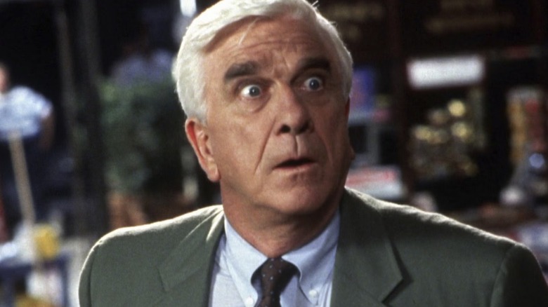 Frank Drebin looking shocked in The Naked Gun