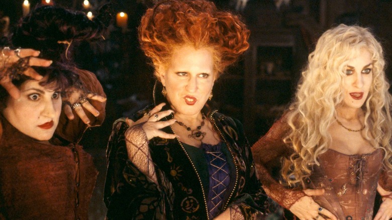 Mary, Winifred, and Sarah glare dramatically in Hocus Pocus