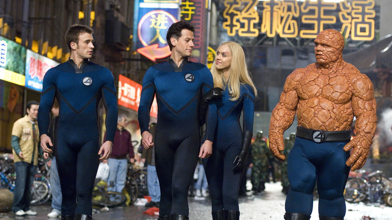 Chris Evans, Ioan Gruffudd, Jessica Alba, and Michael Chiklis as the Fantastic Four in Fantastic Four (2005)