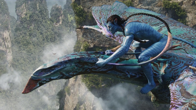 Jake riding an ikran in Avatar