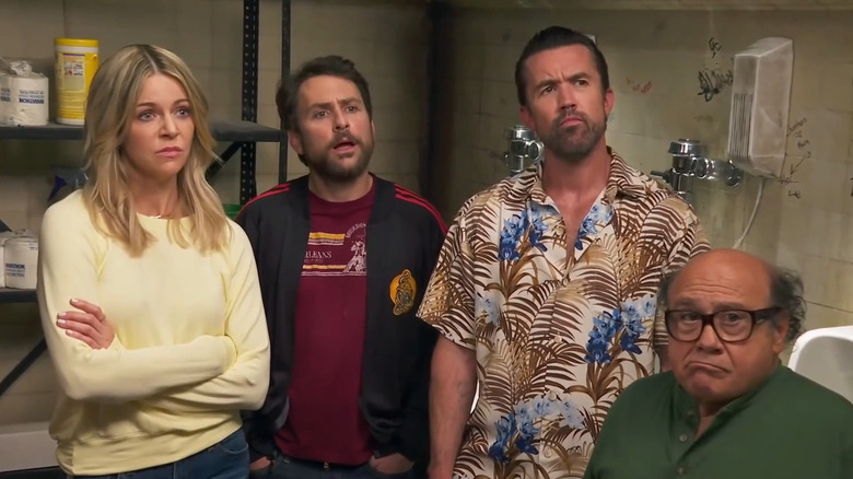 Kaitlin Olson, Charlie Day, Rob McElhenney, and Danny DeVito in It's Always Sunny in Philadelphia