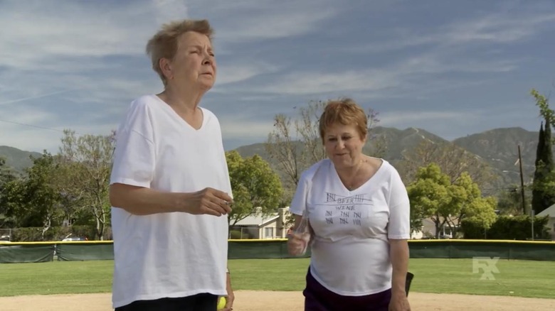 Sandy Martin as Mrs. Mac and Lynne Marie Stewart as Bonnie Kelly on It's Always Sunny in Philadelphia