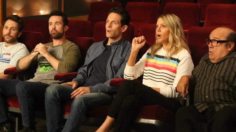 Charlie Day, Rob McElhenney, Glenn Howerton, Kaitlin Olson, and Danny DeVito in It's Always Sunny in Philadelphia