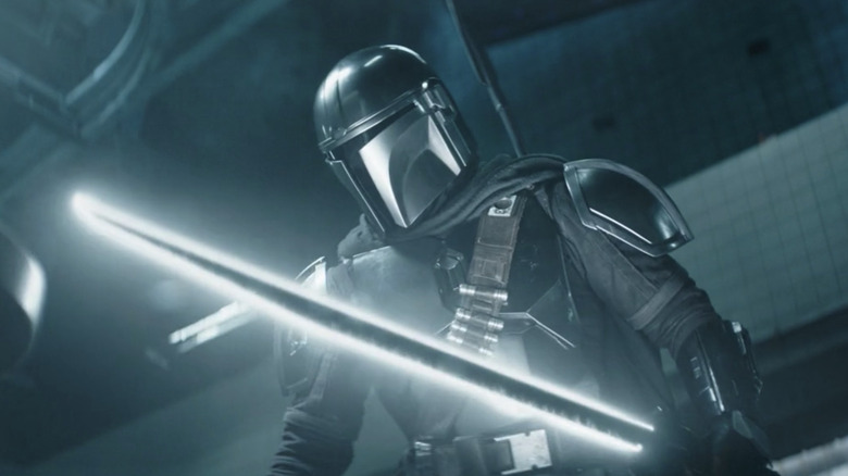 Mando with the Darksaber in The Mandalorian