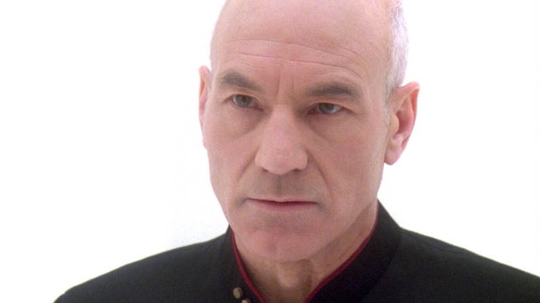 Captain Picard in a white void on Star Trek: The Next Generation