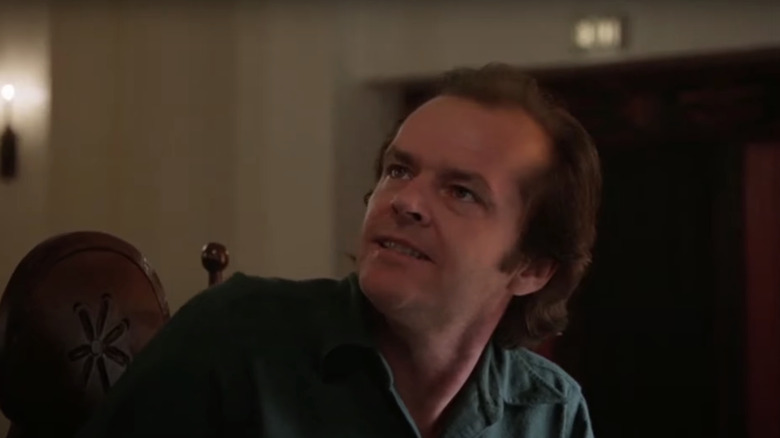 Jack Nicholson's Jack Torrance looks up angrily from his typewriter in The Shining
