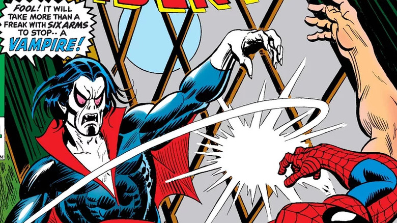 Morbius frappe Spider-Man. la couverture de The Amazing Spider-Man #101