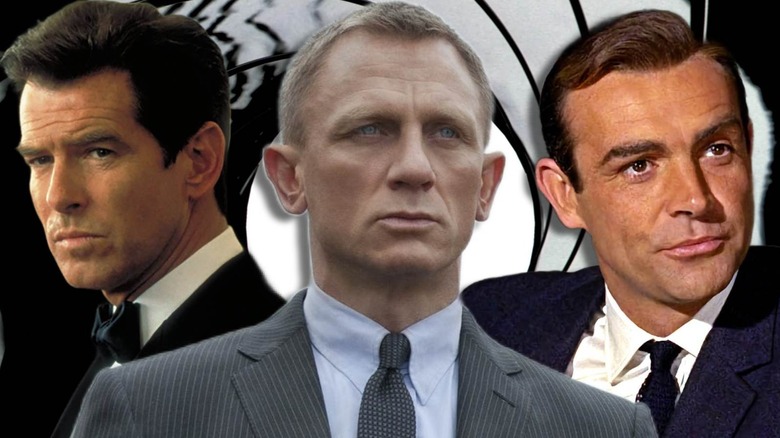 Pierce Brosnan, Daniel Craig and Sean Connery as Bond