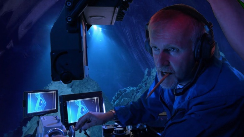 James Cameron in a submersible in the movie Deepsea Challenge 3D