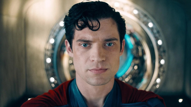 David Corenswet as Superman in Lex Luthor's office in Superman