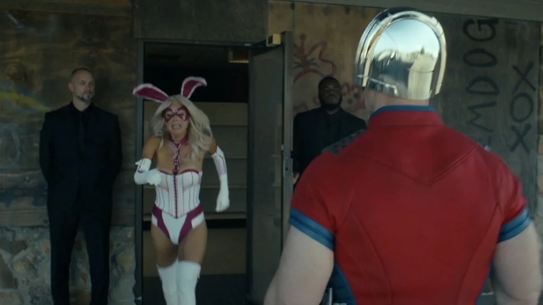 Brey Noelle as White Rabbitis distraught after her Justice Gang audition in Peacemaker