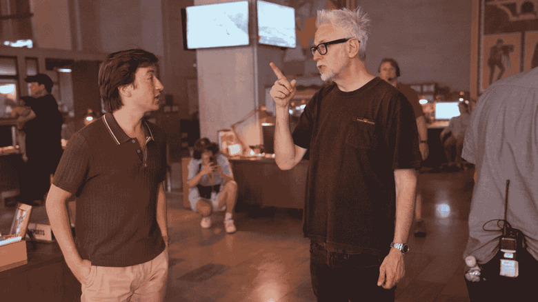 James Gunn instructs Skyler Gisondo how to play Jimmy Olsen on the set of Superman