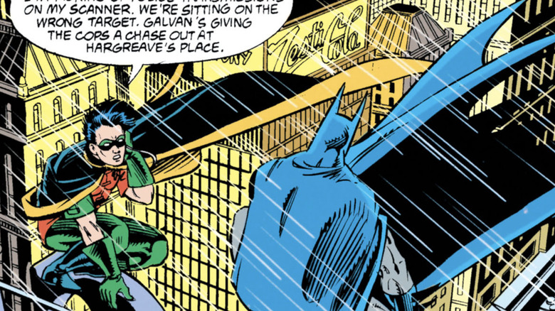 Batman and Robin sit on a rooftop with a Zesti Cola billboard visible in Detective Comics #645