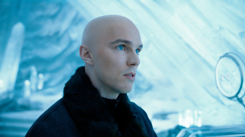 Nicholas Holt in the role of Lexus Luther stands in the isolation castle in Superman