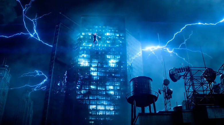 Electro's face in a building