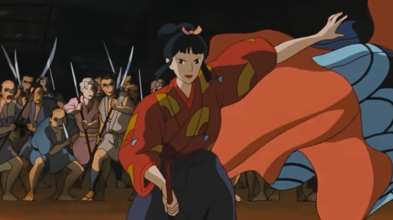 Throwing off her cape in Princess Mononoke