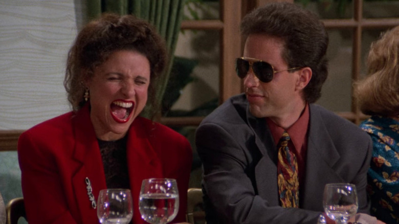 Elaine (Julia Louis-Dreyfus) is a little too loose off of muscle relaxers talking to Jerry (Seinfeld) in Seinfeld.