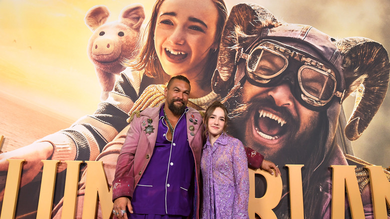Jason Momoa and Marlow Barkley at Slumberland premiere