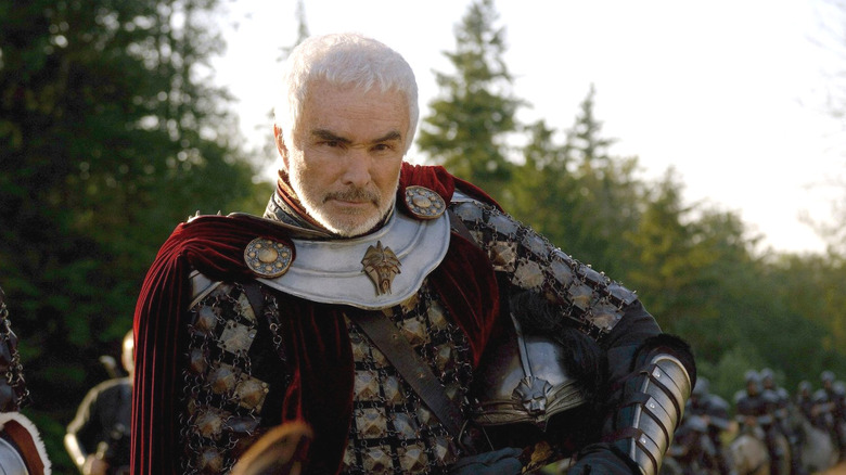 Burt Reynolds as King Konreid on a horse in In the Name of the King: A Dungeon Siege Tale