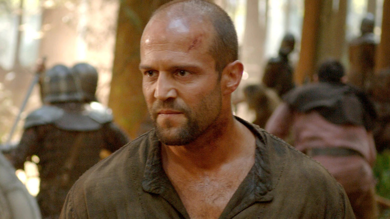 Jason Statham as Farmer mean mugging in the woods in In the Name of the King: A Dungeon Siege Tale