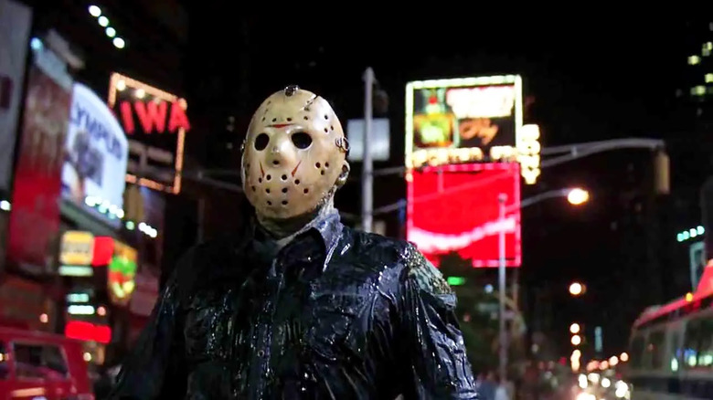 Kane Hodder as Jason Voorhees in Times Square in Friday the 13th Part VIII: Jason Takes Manhattan