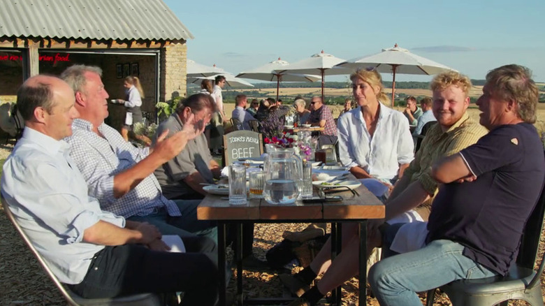 The Diddly Squat having lunch in Clarkson's Farm