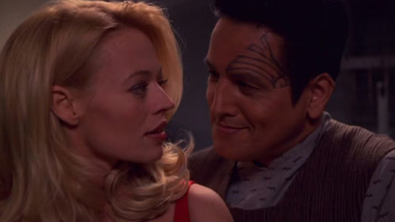 Chakotay and Seven looking loving at each other on Star Trek: Voyager