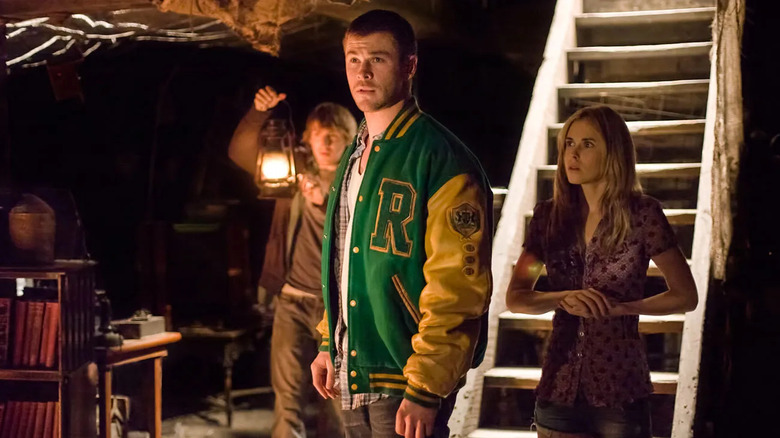Marty Curt and Jules in the basement in The Cabin in the Woods