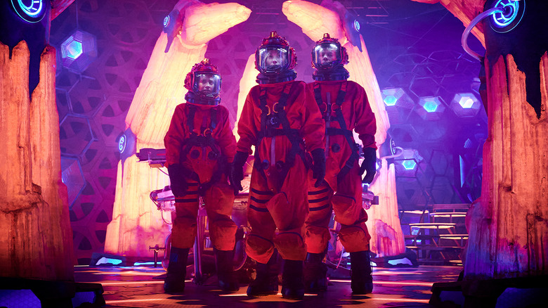 The 13th Doctor and her fam wearing familiar space suits in Doctor Who: The Power of the Doctor