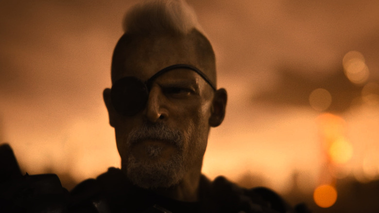 Joe Manganiello as Deathstroke talking to Batman in the flash forward in Zack Snyder's Justice League