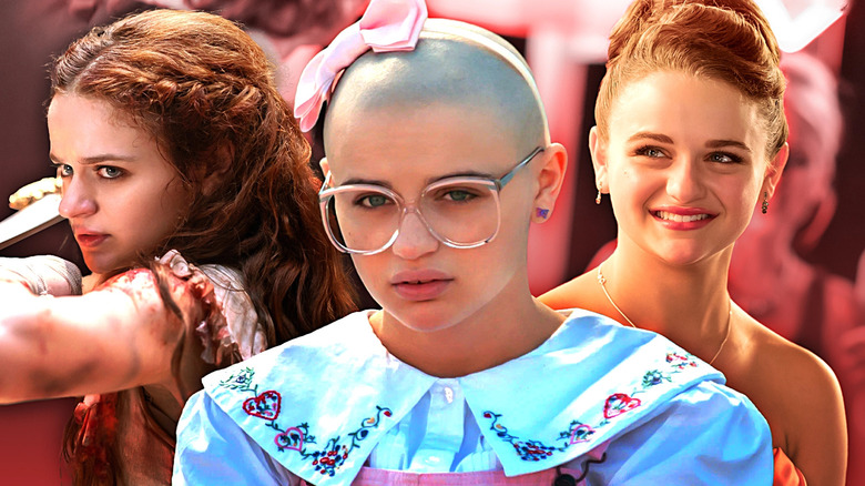 Images of Joey King in The Princess, The Act, and Kissing Booth edited together