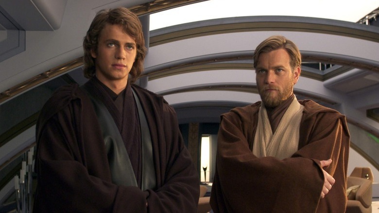 Anakin Skywalker (Hayden Christensen) and Obi-Wan Kenobi (Ewan McGregor) standing together in "Star Wars: Episode III - Revenge of the Sith"