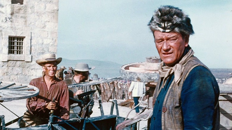 John Wayne commands the troops as Davy Crockett in The Alamo