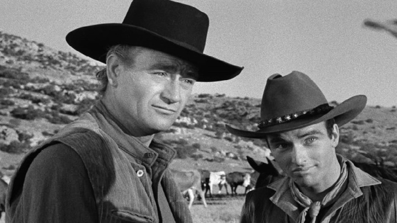 John Wayne and Montgomery Clift in Red River