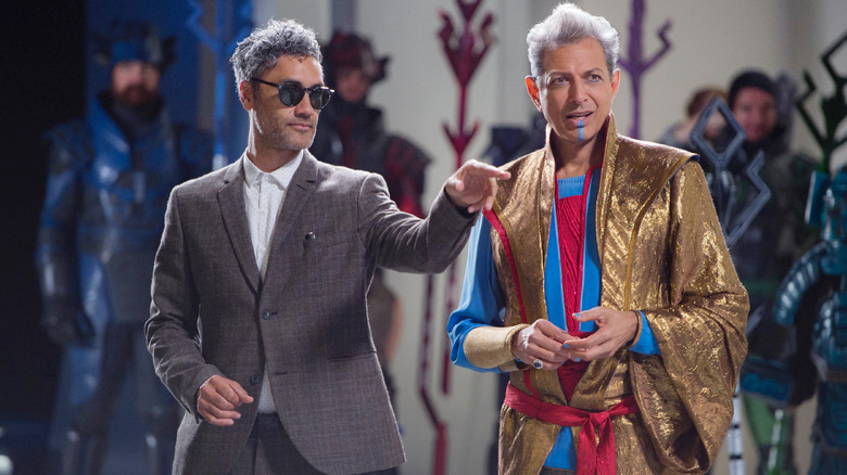 Taika Watiti directing Jeff Goldblum in Thor: Ragnarok