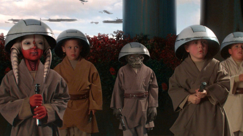 A group of padawans train in Star Wars: Episode II — Attack of the Clones