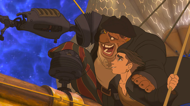 John Silver (Brian Murray) and Jim Hawkins (Joseph Gordon-Levitt) in Treasure Planet