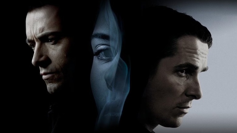 The poster for The Prestige with Hugh Jackman, Scarlett Johansson, and Christian Bale