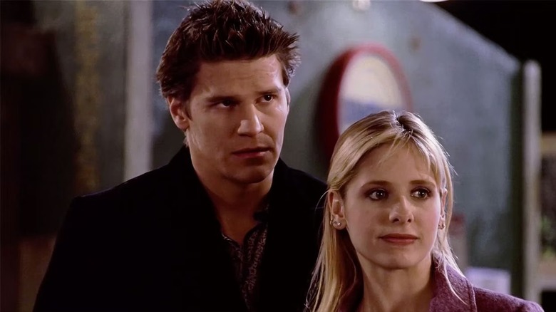 David Boreanaz and Sarah Michelle Gellar in Buffy the Vampire Slayer