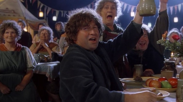 Hobbits at Bilbo's part in The Fellowship of the Ring
