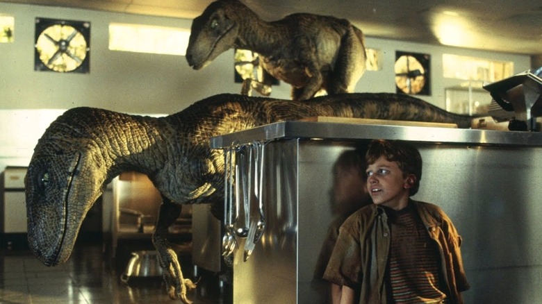 Jurassic Park Raptors in Kitchen Scene