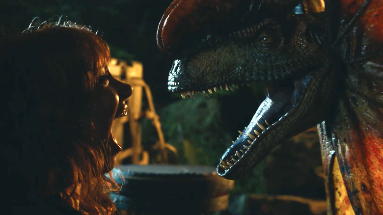 Bryce Dallas Howard and friend in Jurassic World: Dominion