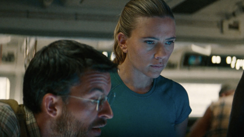 Zora and Dr. Loomis talking on the boat in Jurassic World Rebirth