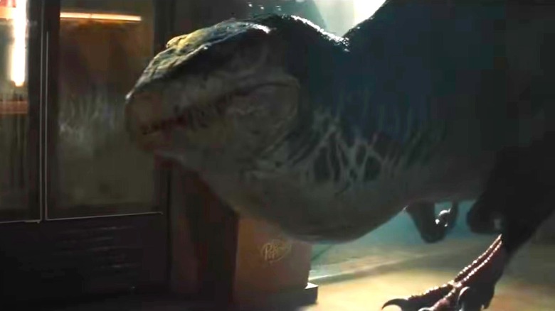 The Mutadon hunting in an island convenience store in Jurassic World Rebirth